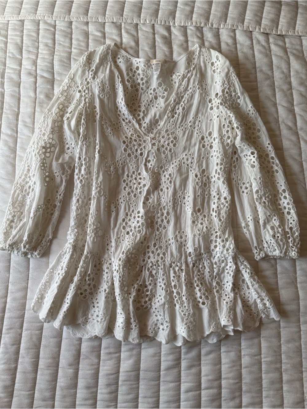 Eberjey White Eyelet V-Neck Tunic Top